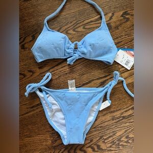 NWT Sketchers beach light blue terry cloth flamingo bikini M